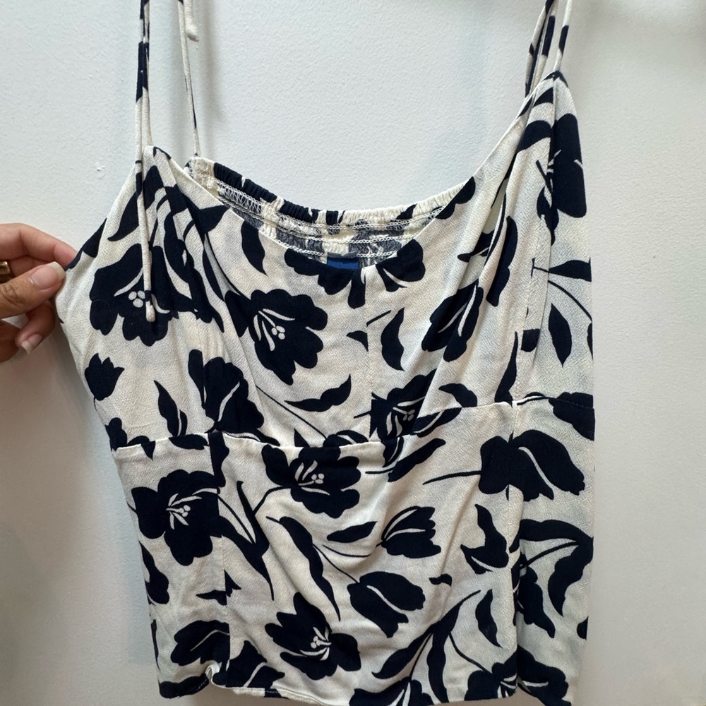 Floral Blue and White Women's Tie Strap Top